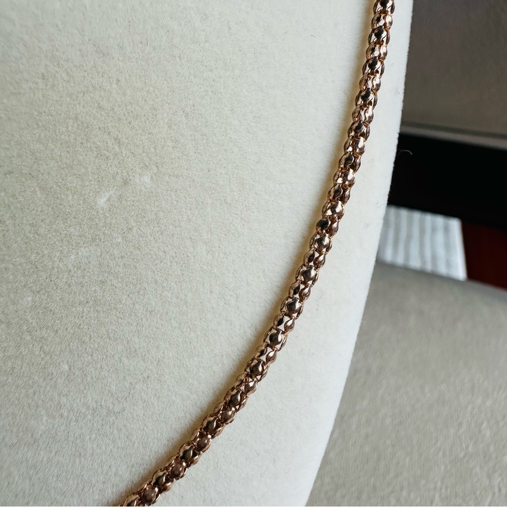 Rose Gold Tone Popcorn Chain Necklace | Classic Long Layering Chain 28” - Picture 4 of 8